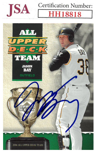 Picture of Athlon Sports CTBL-026809 Jason Bay Signed Pittsburgh Pirates 2006 Upper Deck Card No.UD-23 - JSA Hologram No.HH18818