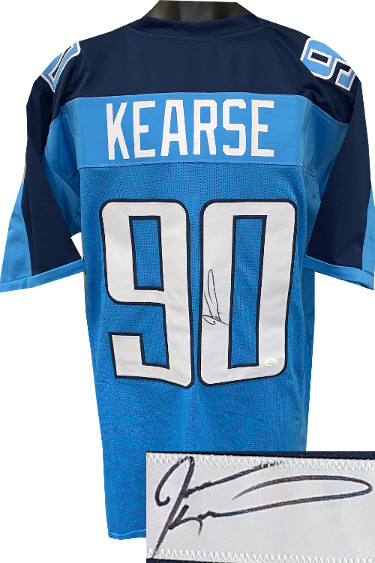 CTBL-026842 Jevon Kearse Signed Light Blue TB Custom Stitched Pro Style Football Jersey - JSA Witnessed