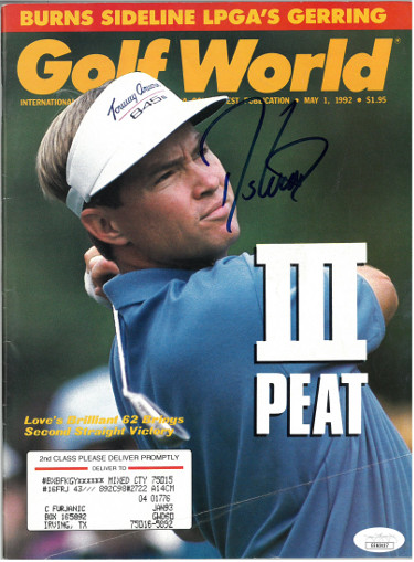Picture of Athlon Sports CTBL-026846 Davis Love, III Signed Golf World Full Magazine Crease 5-1-1992 - JSA No.EE63437