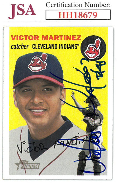 Picture of Athlon Sports CTBL-027668 Victor Martinez Signed 2003 Topps Heritage Baseball Card No.324 - JSA No.HH18679 - Cleveland Indians