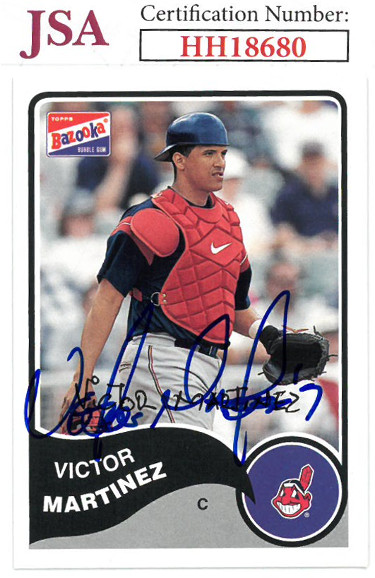 Picture of Athlon Sports CTBL-027669 Victor Martinez Signed 2003 Topps Bazooka Baseball Card No.63 - JSA No.HH18680 - Cleveland Indians