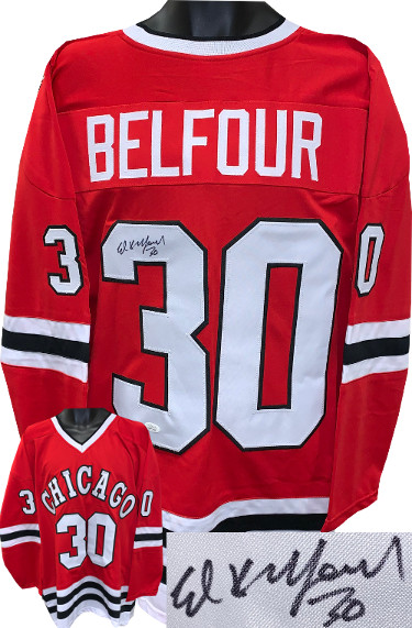 Picture of Athlon Sports CTBL-027753 Ed Belfour Signed Red TB Custom Stitched Hockey Jersey No.30 - Extra Large - JSA Witnessed