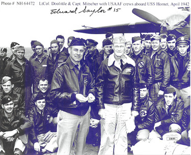 CTBL-028467 Edward-Ed Saylor Signed 1942 WWII Doolittle Raiders Vintage B&W 8 x 10 in. Photo - JSA No.JJ96466- B-25 USS Hornet