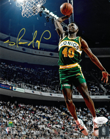 Picture of Athlon Sports CTBL-028533 Shawn Kemp Signed Seattle SuperSonics NBA 8 x 10 in. Photo - JSA - 1990 All-Star Game Gatorade Slam Dunk Contest
