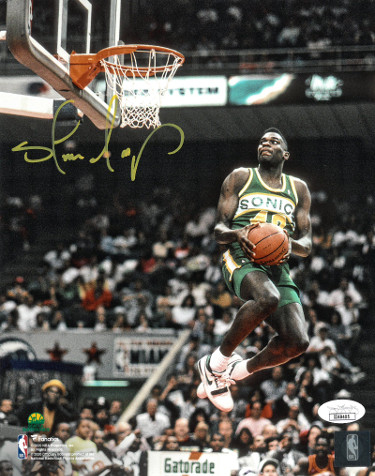 Picture of Athlon Sports CTBL-028535 Shawn Kemp Signed Seattle SuperSonics NBA 8 x 10 in. Photo - JSA - 1990 All-Star Game Gatorade Slam Dunk Contest