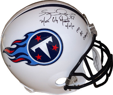 CTBL-K27791 Kevin Dyson Signed Tennessee Titans White TB FS Rep Helmet - JSA Witnessed- Music City Miracle 1-8-00, 1999 AFC Champs & SBXXXIV