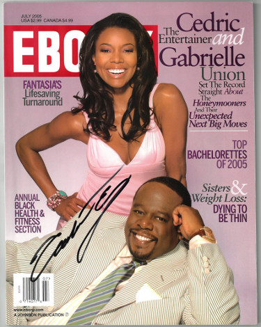 Picture of Athlon Sports CTBL-026084 Gabrielle Union Signed Ebony Full Magazine July 2005 - No Label Cover Wear - JSA No.AA38240 with Cedric the Entertainer