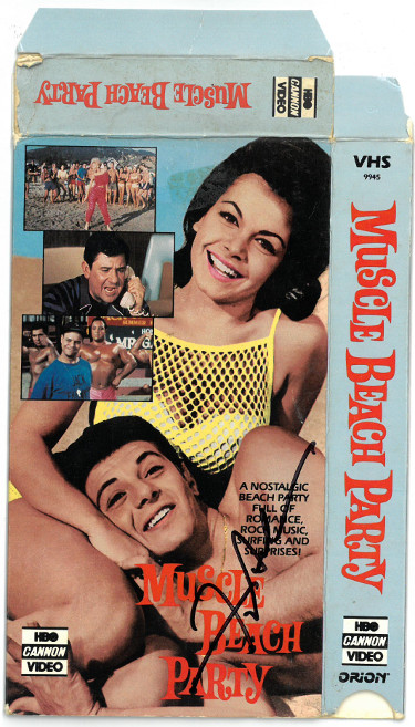 Picture of Athlon Sports CTBL-026093 Frankie Avalon Signed 1964 Muscle Beach Party VHS Video & Movie Cover Wear - JSA No.AA38192 with Annette Funicello