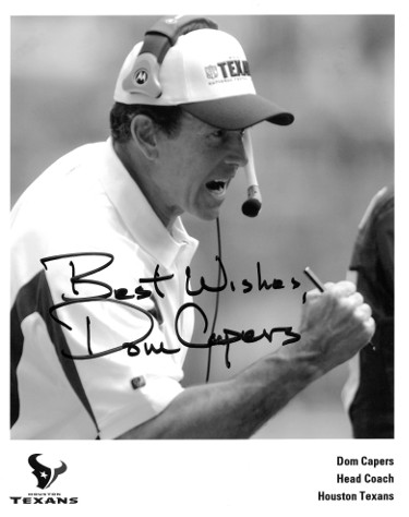 Picture of Athlon Sports CTBL-026110 Dom Capers Signed Houston Texans Head Coach B&W 8 x 10 in. Photo Minor Dings Best wishes - JSA