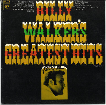 CTBL-026909 Billy Walker Signed 1969 Greatest Hits Volume II Album Cover-LP-Vinyl Record - JSA No.GG08453 -  Athlon Sports, CTBL_026909