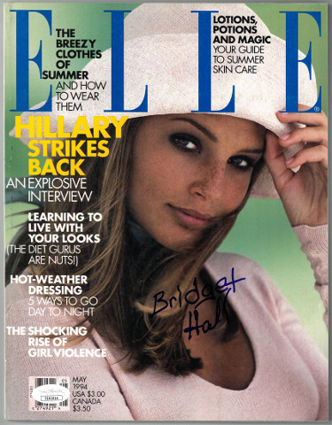 CTBL-026967 Bridget Hall Signed Elle Full Magazine May 1994 - JSA No.EE63214