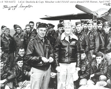 CTBL-027802 Edward-Ed Saylor Signed 1942 WWII Doolittle Raiders Vintage B&W 8 x 10 in. Photo No.15 - JSA No.II11650- Crew USS Hornet