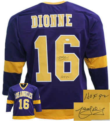 Picture of Athlon Sports CTBL-027839 Marcel Dionne Signed Los Angeles Pro Style Hockey Purple Jersey HOF 92 - JSA Witnessed