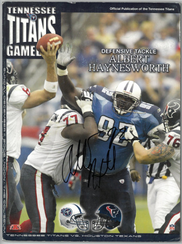 CTBL-027853 Albert Haynesworth Signed Tennessee Titans Gameday Full Program 12-11-2005 Cover Wear - JSA No.AA38292