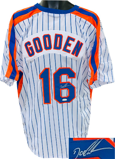 CTBL-028575 Doc & Dwight Gooden Signed White Pinstripe Custom Stitched Pro Baseball Jersey - Extra Large - JSA Witnessed