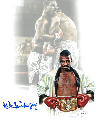 Picture of Athlon Sports CTBL-028633 Michael Spinks Signed Boxing Collage 8 x 10 in. Photo Jinx - Imperfect - JSA