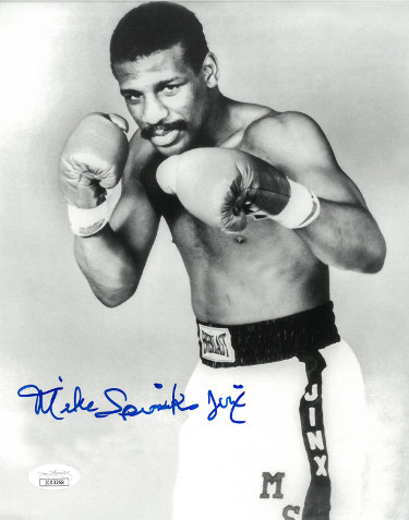 Picture of Athlon Sports CTBL-028641 Michael Spinks Signed Boxing B&W 8 x 10 in. Photo Jinx - Imperfect - JSA