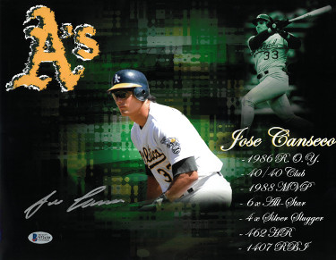 Picture of Athlon Sports CTBL-026153 Jose Canseco Signed Oakland As 11 x 14 in. Photo Collage - Beckett - BAS Witnessed Hologram