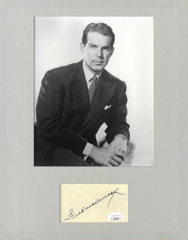 CTBL-027914 Fred MacMurray Signed 3 x 5 in. Index Card with Hollywood B&W 8 x 10 in. Photo - Matted to 11 x 14 in. - JSA No.II11985