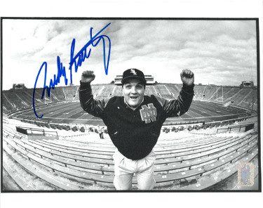 CTBL-028685 Rudy Ruettiger Signed Notre Dame Fighting Irish Stadium B&W 8 x 10 in. Photo - Rudy 45 Hologram