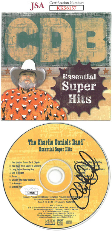 CTBL-028722 The Charlie Daniels Band Signed 2004 Essential Super Hits Album CD with Cover Case & Signed DVD - JSA No.KK58157 -  Athlon Sports, CTBL_028722