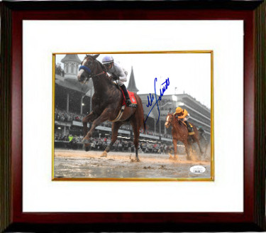 Picture of Athlon Sports CTBL-MW28009 Mike E. Smith Signed Justify 2018 144th Kentucky Derby 8 x 10 in. Photo Custom Framing - JSA - Triple Crown