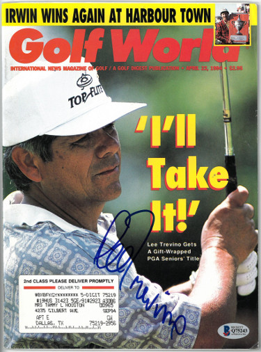 Picture of Athlon Sports CTBL-027175 Lee Trevino Signed Golf World Full Magazine 4-22-1994 - Beckett - BAS No.Q75243 - PGA Seniors Title