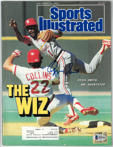Picture of Athlon Sports CTBL-027179 Ozzie Smith Signed Sports Illustrated Full Magazine 9-28-1987 - Beckett - BAS No.Q75395 - St. Louis Cardinals