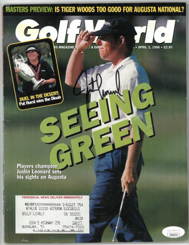 Picture of Athlon Sports CTBL-027221 Justin Leonard Signed Golf World Full Magazine 4-3-1998 - JSA No.EE63273 - Masters Augusta
