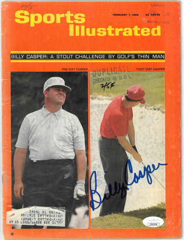 Picture of Athlon Sports CTBL-027223 Billy Casper Signed Sports Illustrated Full Magazine 2-7-1966 library Copy-stamped - JSA No.EE63359