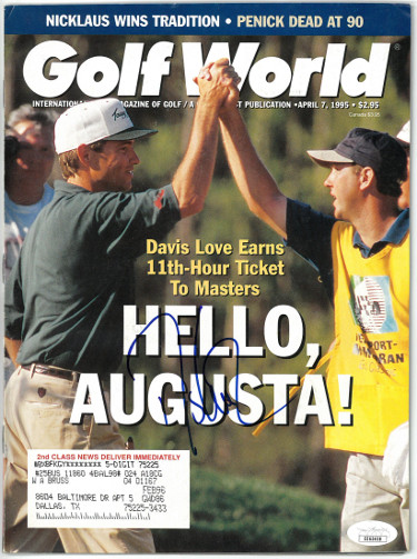 Picture of Athlon Sports CTBL-027233 Davis Love, III Signed Golf World Full Magazine 4-7-1995 - JSA No.EE63438 - Masters Augusta