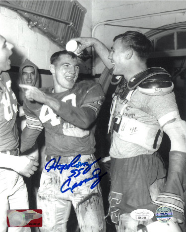 CTBL-028066 Howard Hopalong Cassady Signed Ohio State Buckeyes NCAA B&W 8 x 10 in. Photo - JSA - 55 Heisman & Celebration