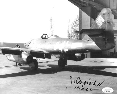 CTBL-025638 Jorg Czypionka Signed WWII German ME-262 Luftwaffe Pilot B&W 8 x 10 in. Photo 10.-NJG-11 - JSA Hologram No.EE63174