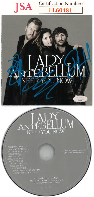 CTBL-j29127 Lady Antebellum Band 2010 Need You Now - JSA - Hillary Scott, Charles Kelley & Dave Haywood Music CD & Covers -  Athlon Sports, CTBL_j29127