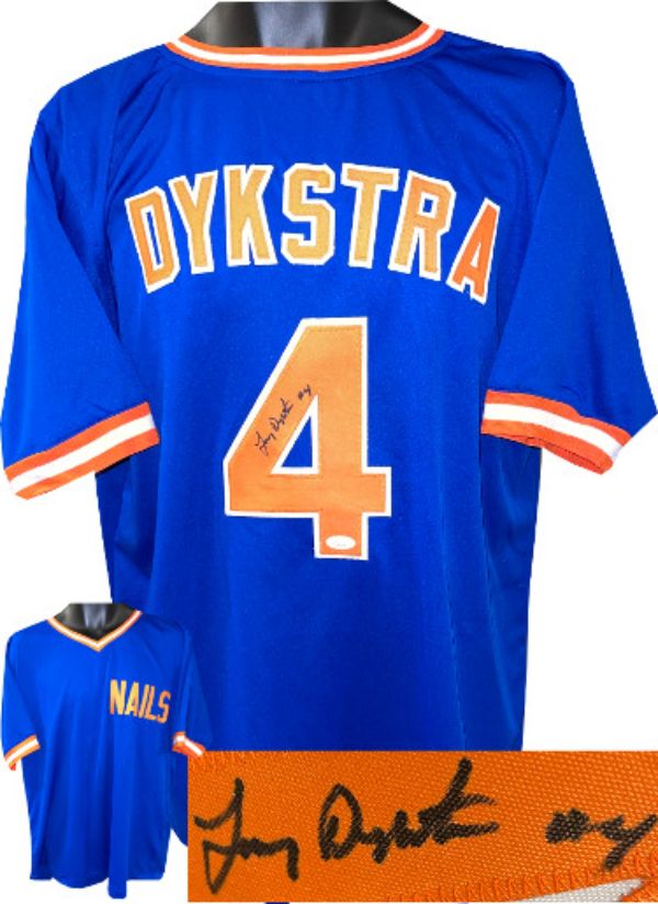 CTBL-030646 Lenny Dykstra Signed New York TB Nails Custom Stitched, No. 4 JSA Baseball Jersey, Blue - Extra Large