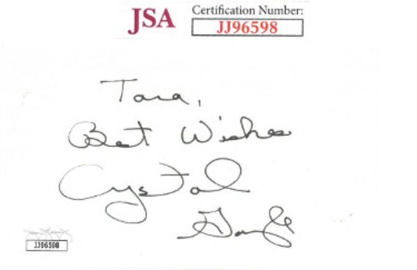 CTBL-028872 3 x 5 in. Crystal Gayle Signed Tara Best Wishes - JSA No. JJ96598 Country Music Index Card Autograph -  Athlon Sports, CTBL_028872