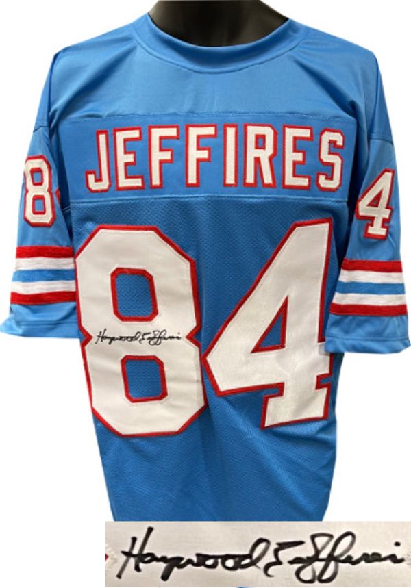 Picture of Athlon Sports CTBL-029102 Haywood Jeffires Signed Blue TB Custom Stitched Pro Style Football Jersey - Extra Large