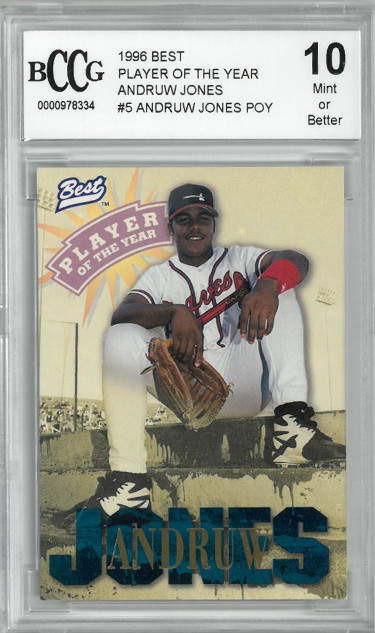 Picture of Athlon Sports CTBL-029139 Andruw Jones 1996 Best Braves Minor League Player of The Year&#44; No. 5- Beckett Bccg Graded 10 Mint & Better Trading Card