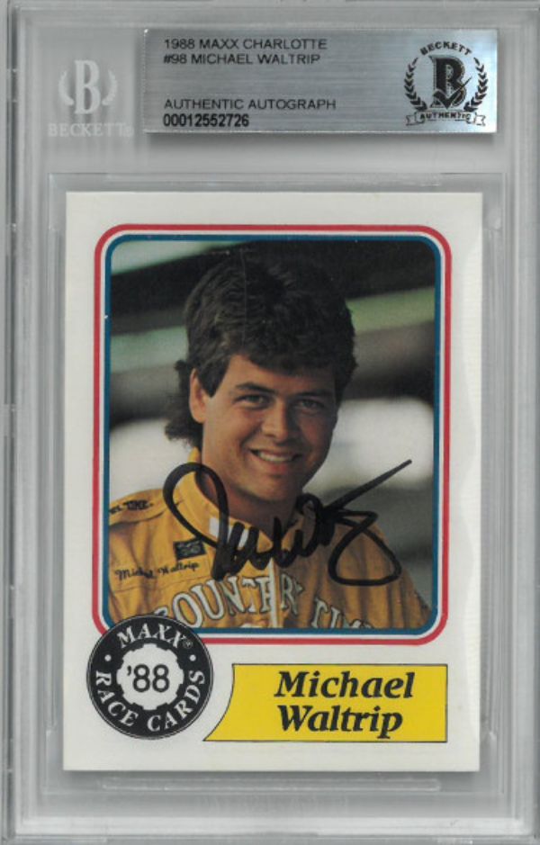 Picture of Athlon Sports CTBL-029404 Michael Waltrip Signed 1988 Maxx & Charlotte Nascar&#44; No. 98 Bas & Beckett No. 00012552726 Racing Rookie RC Trading Card Autograph