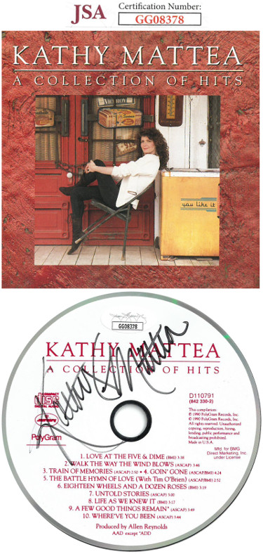 Picture of Athlon Sports CTBL-029420 Kathy Mattea Signed 1990 A Collection of Hits - JSA No. GG08378 CD with Cover & Case Music Autograph