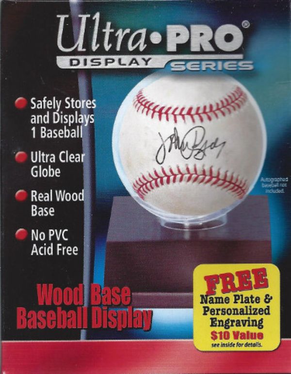 Picture of Athlon Sports CTBL-008905 Ultra Pro Holder & Globe with Dark Wood Base Baseball Acrylic Display Cases