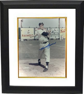CTBL-BW12840 Hank Bauer Signed New York Yankees Color Photo Custom Framed - Deceased - 8 x 10
