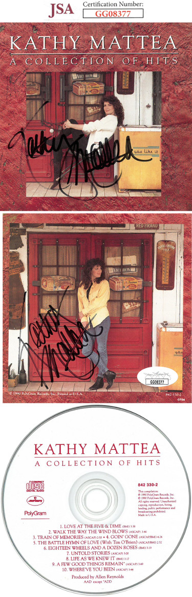 Picture of Athlon Sports CTBL-029421 Kathy Mattea Signed 1990 A Collection of Hits Cover with CD & Case Music Autograph - JSA No. GG08377