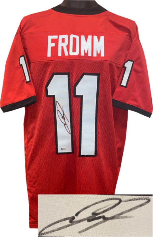 Picture of Athlon Sports CTBL-029650 Jake Fromm Signed Georgia Red Custom Stitched College - Beckett & Bas Football Jersey - Extra Large