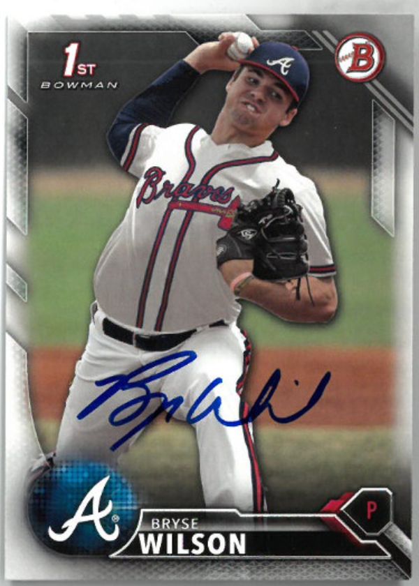 Picture of Athlon Sports CTBL-029049 Bryse Wilson Signed 2016 Topps Bowman 1St Card Atlanta Braves Rookie Trading Card RC No. BD-111 Autograph Baseball Cards