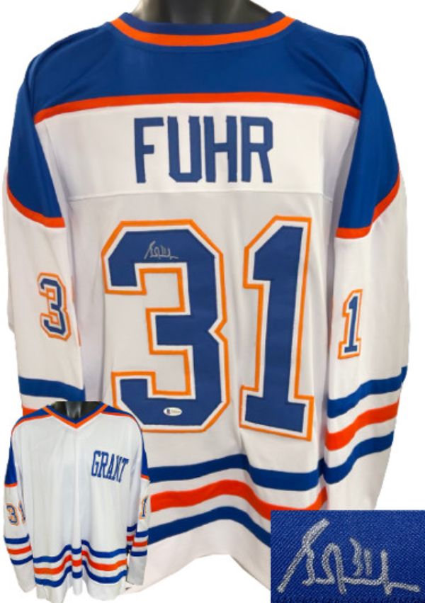 Picture of Athlon Sports CTBL-029968 Grant Fuhr Signed White TB Custom Stitched Pro&#44; No. 31 - Beckett Witnessed Hockey Jersey - Extra Large