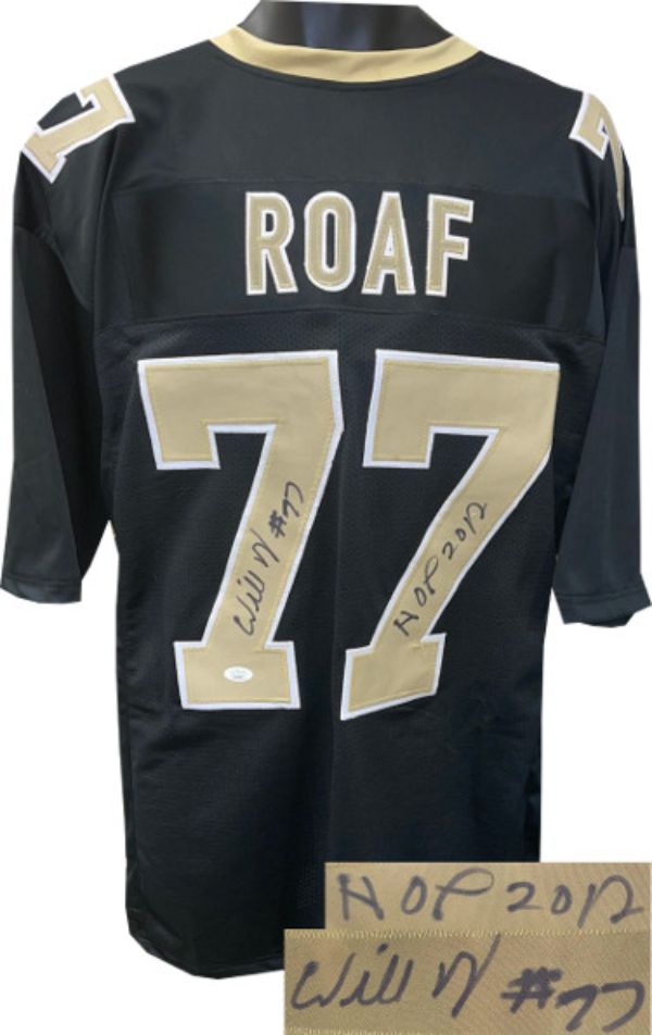 Picture of Athlon Sports CTBL-029101 Willie Roaf Signed Black Custom Stitched Pro Style&#44; No. 77 HOF 2012- JSA Witnessed Football Jersey - Extra Large