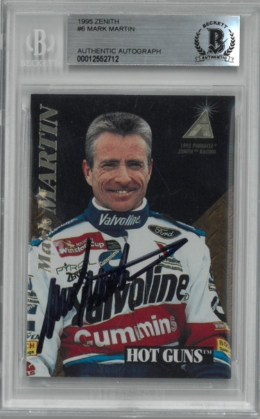 Picture of Athlon Sports CTBL-029432 Mark Martin Signed 1995 Pinnacle Zenith Nascar Racing Trading&#44; No. 6 BAS & Beckett No. 00012552712 Winston Cup Hot Guns & Ford Autograph Cards