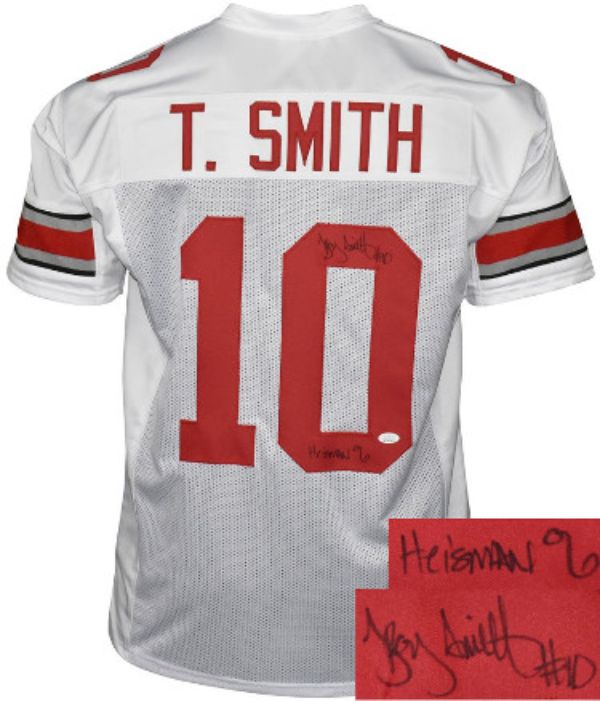 CTBL-030027 Troy Smith Signed White Custom Stitched College, No. 10 Heisman 06 - JSA Witnessed Football Jersey - Extra Large
