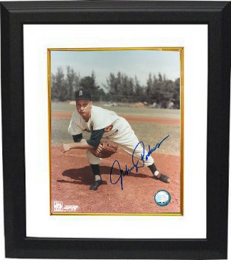 CTBL-BW12908 Johnny Podres Signed Brooklyn Dodgers Pitching Photo Custom Framed - Deceased - 8 x 10